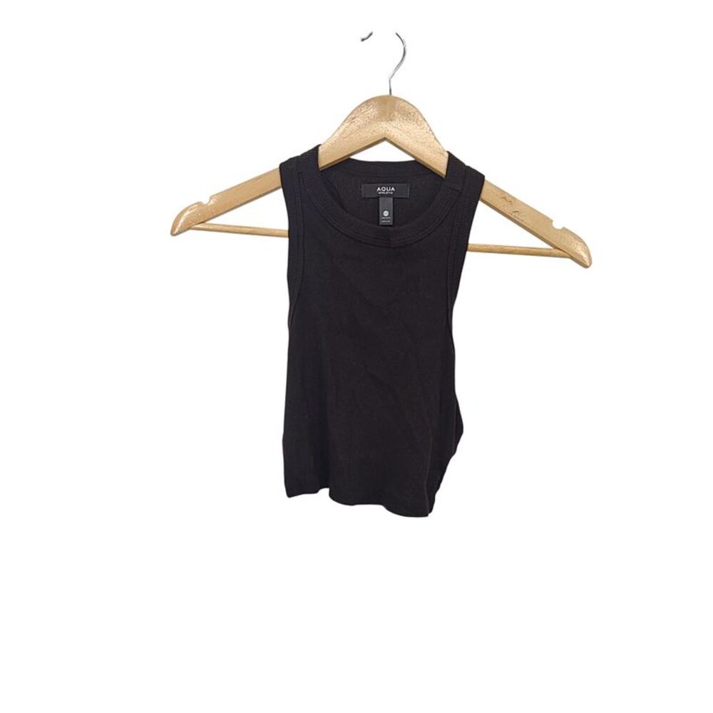 Aqua Women Rosie Cropped Tank Top Black Xxs